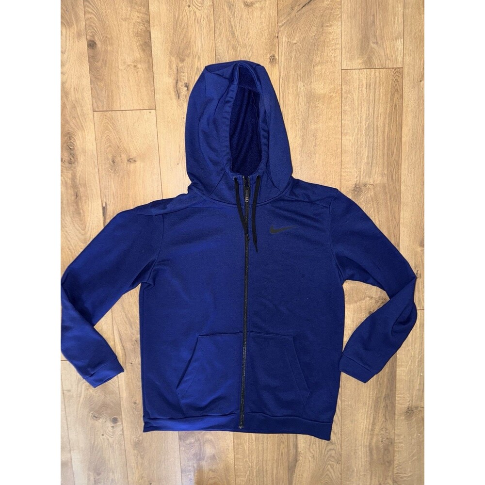 Men’s NIKE Drifit Full Zip Hoodie Navy Blue Black Size LARGE